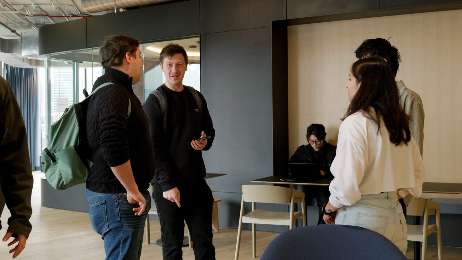 Builders networking at the Vibecoding Hackathon at Drive Capital in Chicago